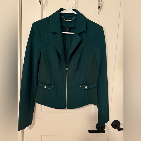 White House Black Market Teal Zip Front Blazer Jacket - Picture 5 of 5